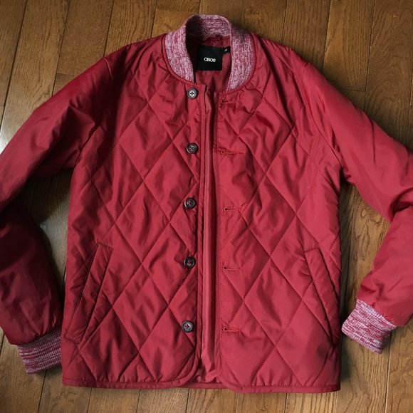 ASOS Jackets & Blazers - ASOS Red Bomber Jacket sz xs